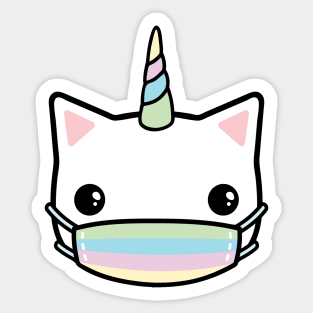 rainbow face mask cat Sticker